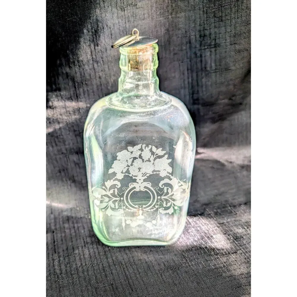 Stafford Etched Medicine Apothecary Glass Bottle Made In Portugal Vintage 7.25